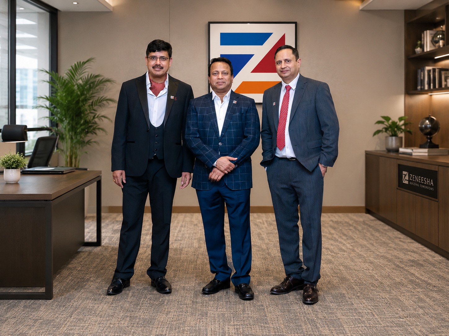 The Zeneesha team in a modern branded office